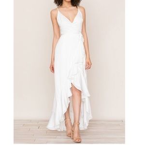 Yumi Kim White Maxi silk ruffle dress size medium